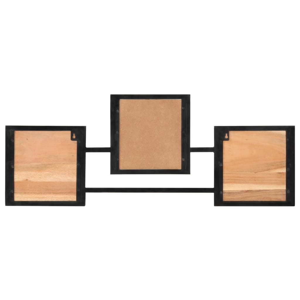 Porte-manteau mural 90x1x35 cm bois d'acacia massif et fer - number 3.