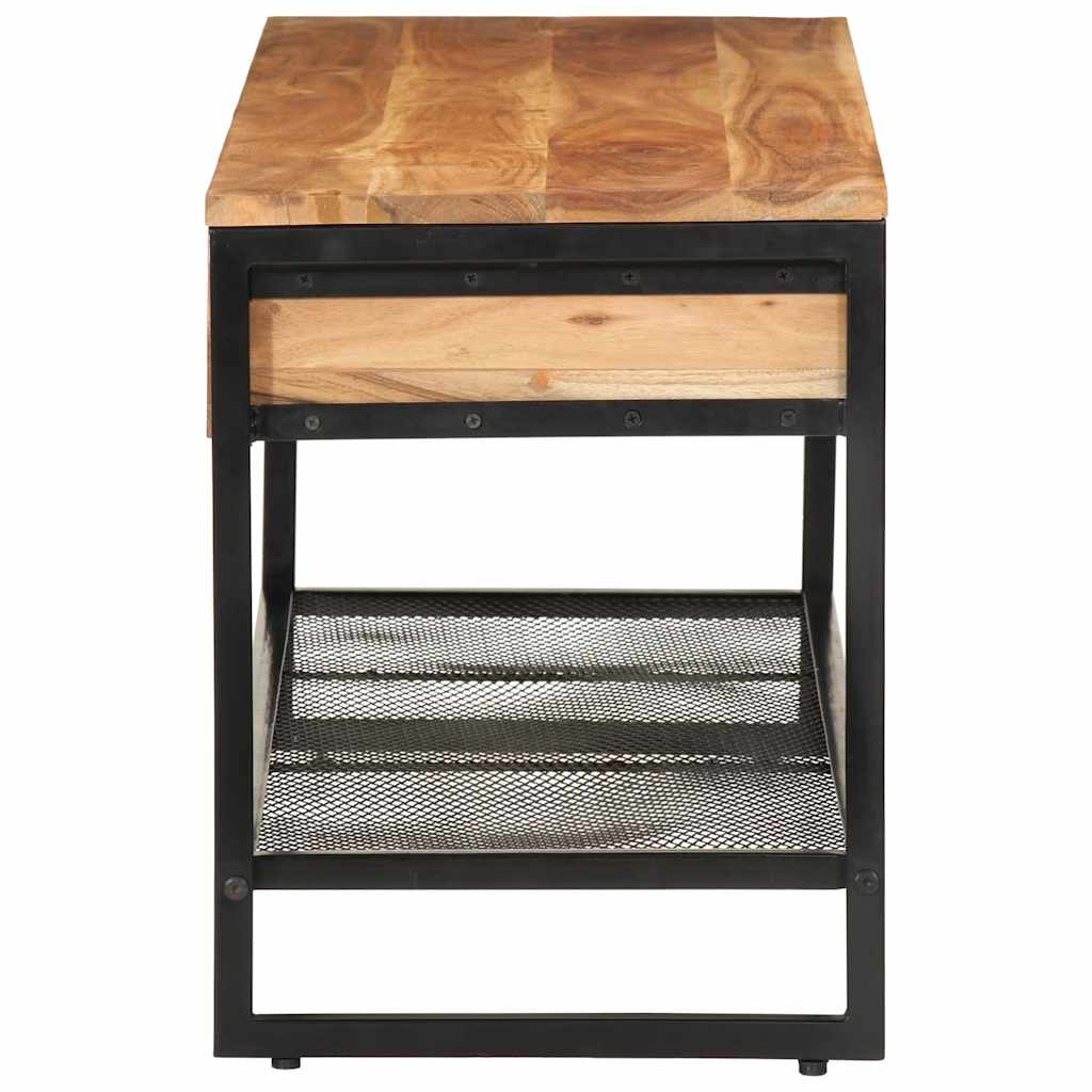 Klupa za cipele 110x35x45 cm puno bagremovo drvo i željezo - number 3.