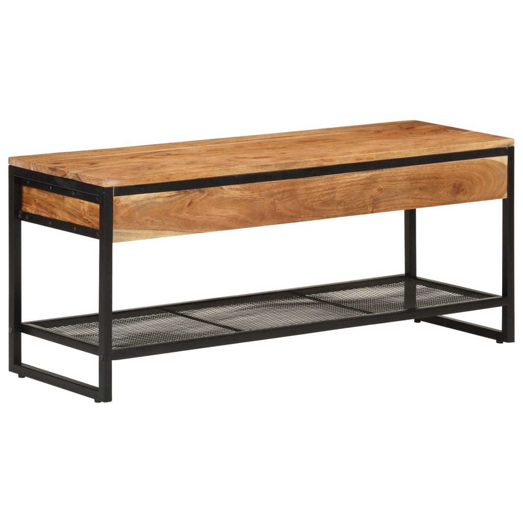 Klupa za cipele 110x35x45 cm puno bagremovo drvo i željezo - number 8.