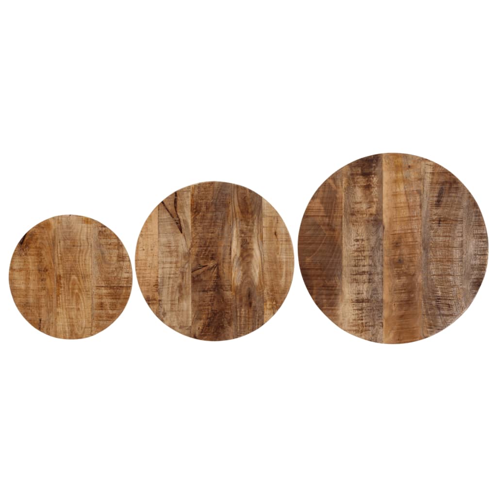 Indskudsborde 3 stk. massivt mangotræ og jern - number 4.