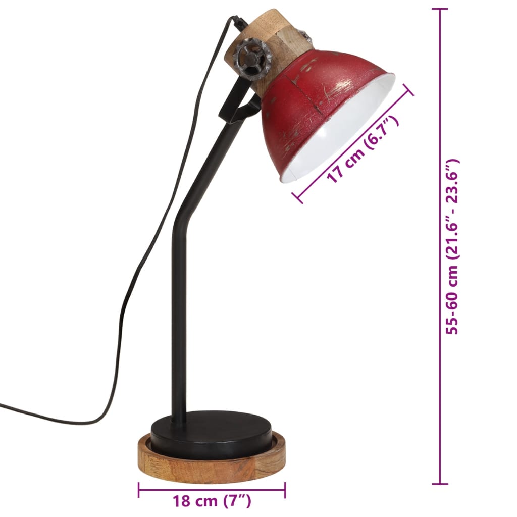 Desk lamp 25 w 18x18x60 cm e27 rustic - red, 1 - number 11.