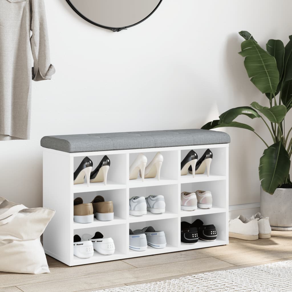 Klupa za cipele izrađeno drvo - bijela, 82 x 32 x 50 cm - number 3.