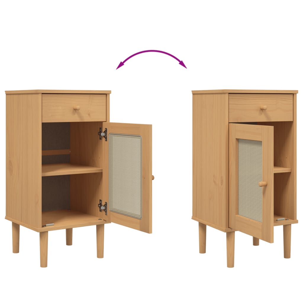 Krevetni stol senja rattanlook 40x35x80 cm čvrsti bor - smeđa, 1 - number 9.