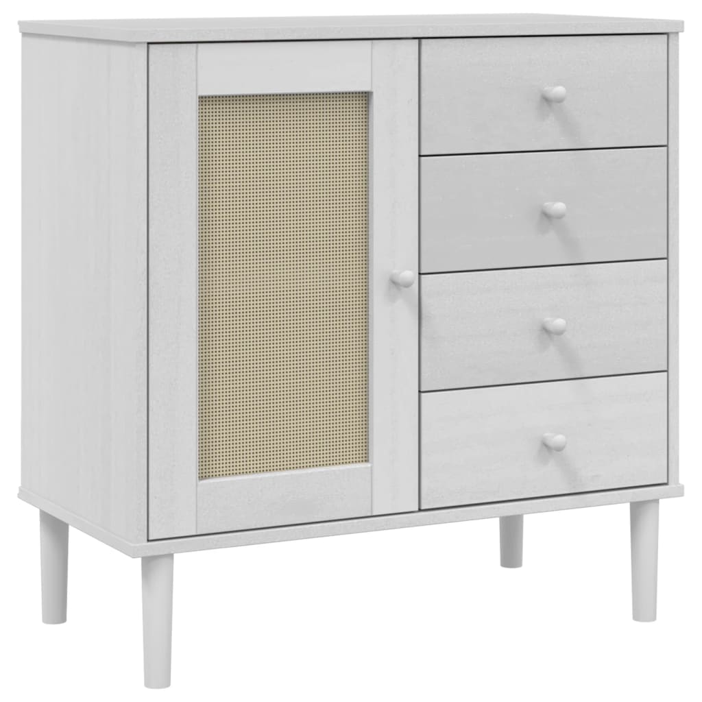 Sideboard senja 80x40x80 cm rattan-look solid pine - white, 1 - number 2.
