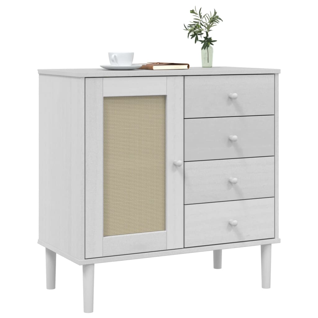 Sideboard senja 80x40x80 cm rattan-look solid pine - white, 1 - number 3.
