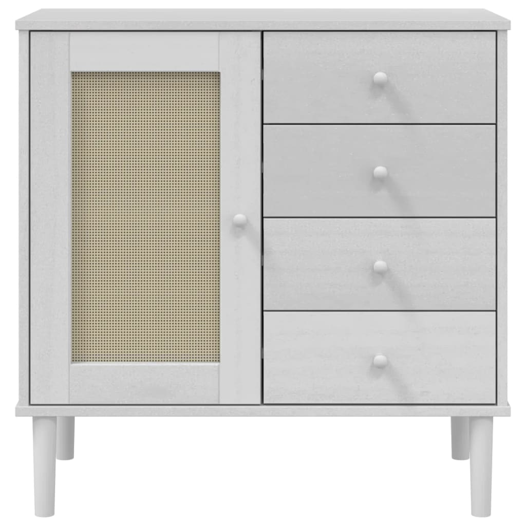 Sideboard senja 80x40x80 cm rattan-look solid pine - white, 1 - number 5.