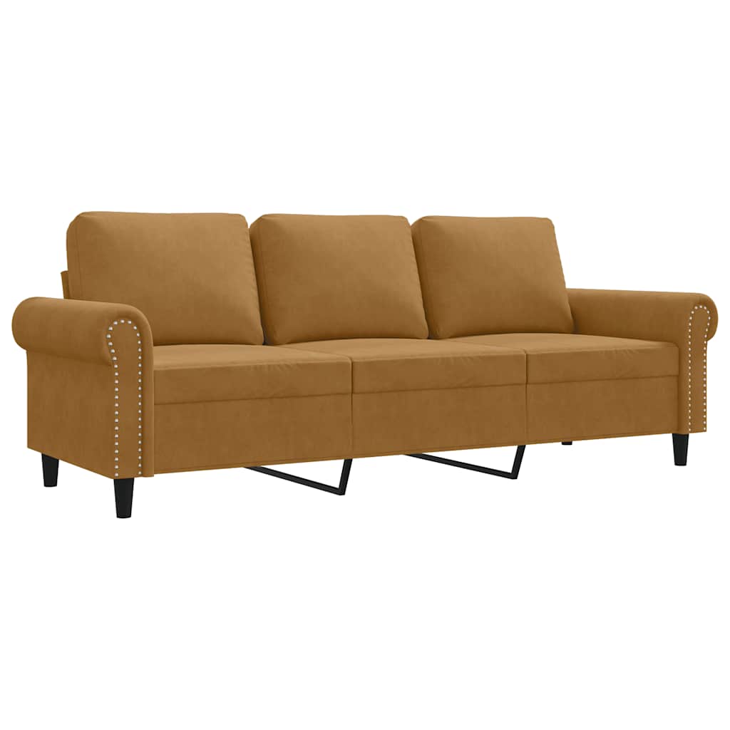 3 -person sofa velvet - brown, 180 cm - number 2.