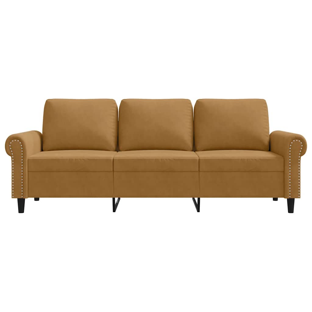 3 -person sofa velvet - brown, 180 cm - number 4.