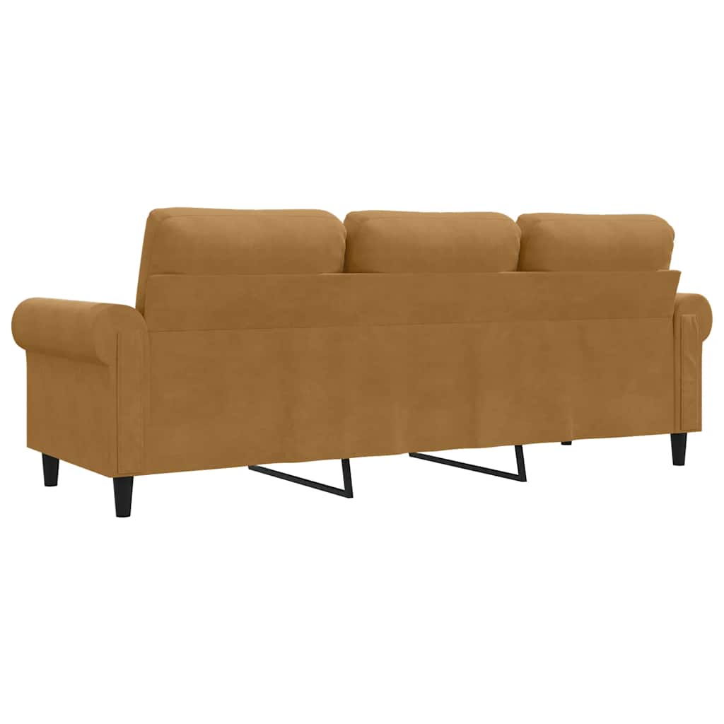 3 -person sofa velvet - brown, 180 cm - number 6.