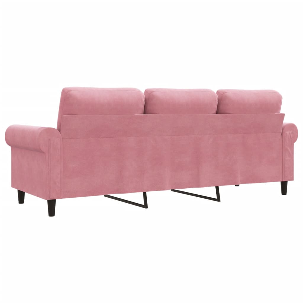 Sofa welurowa 3-osobowa - różowa, 180 cm - number 6.