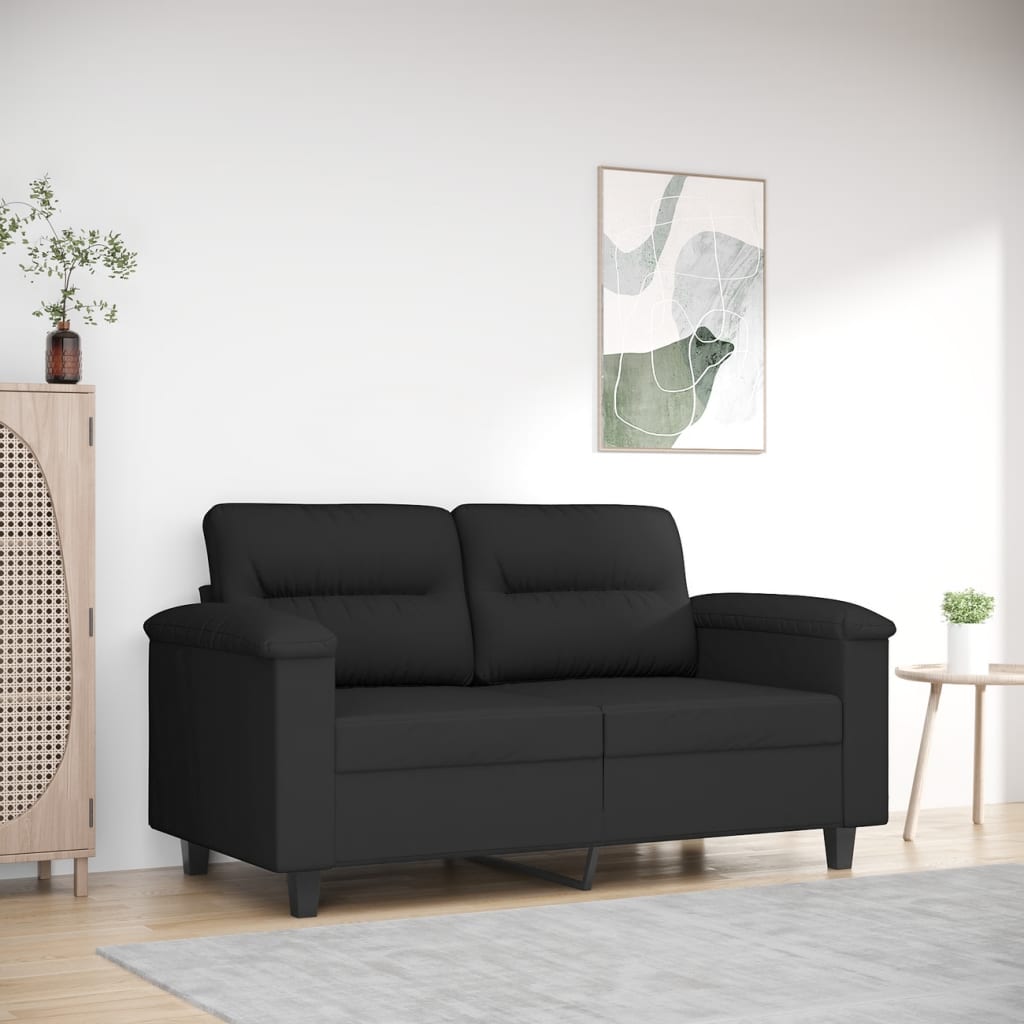 2-personers sofa mikrofiberstof - sort, 120 cm - number 1.
