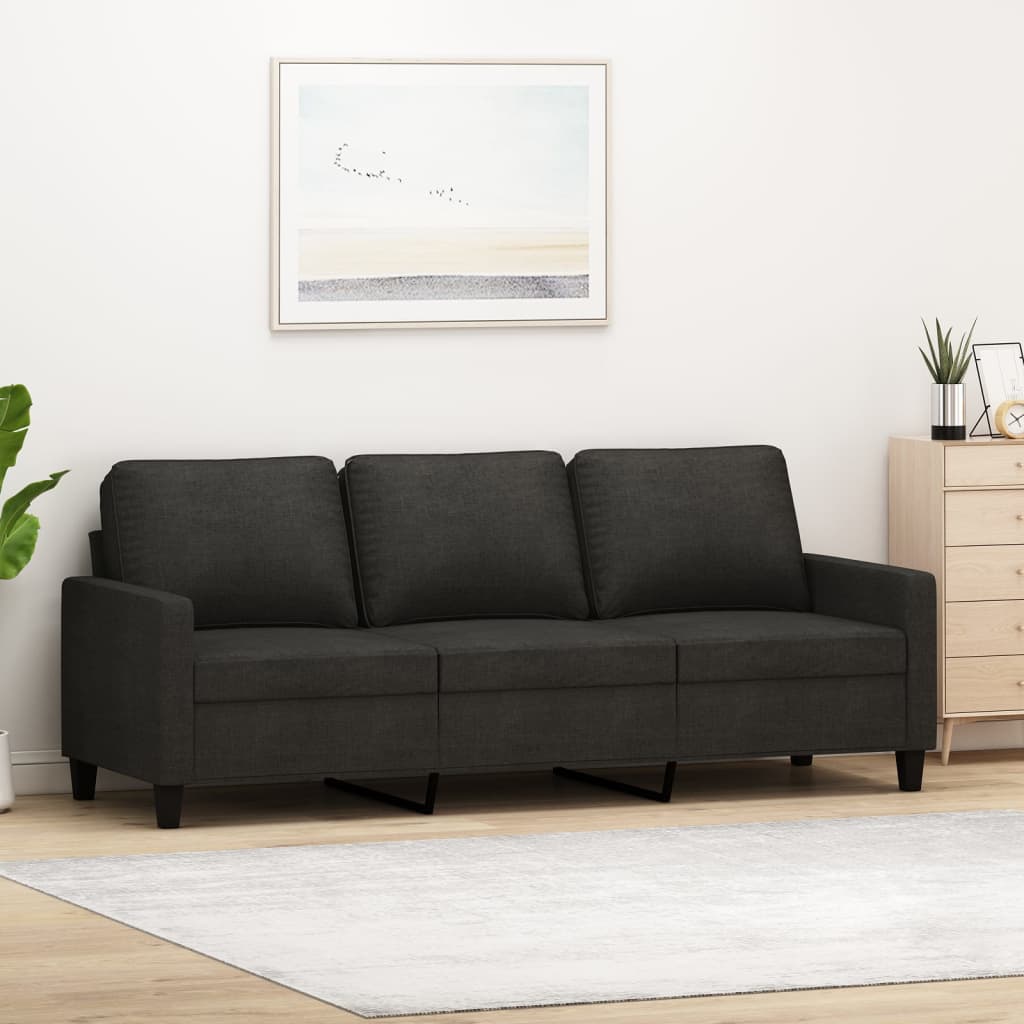 Sofa 3-osobowa tkanina - czarna, 180 cm - number 1.