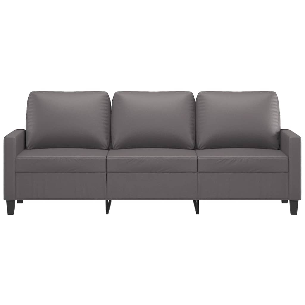 3-seters sofa, kunstskinn - grå, 180 cm - number 3.