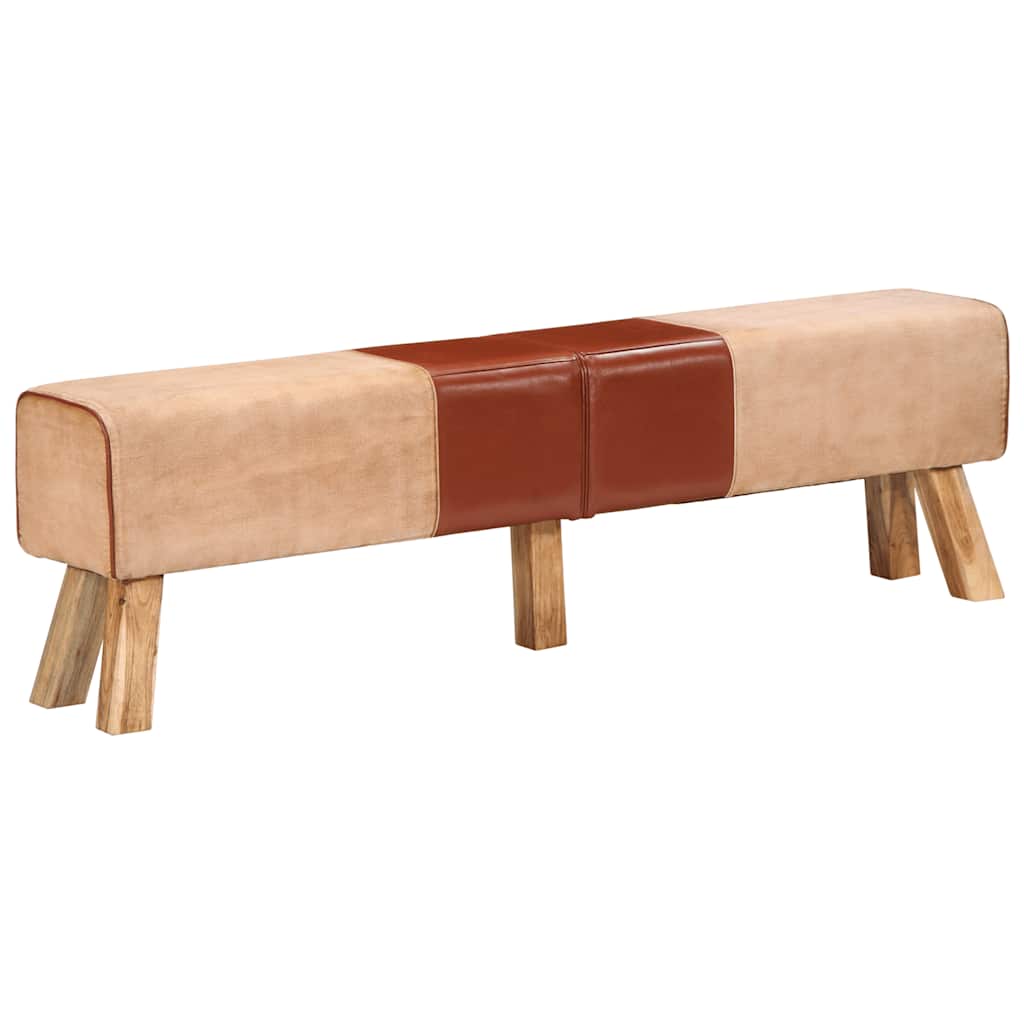 Gymnastikbuk 160 cm ægte skind og kanvas brun - number 3.