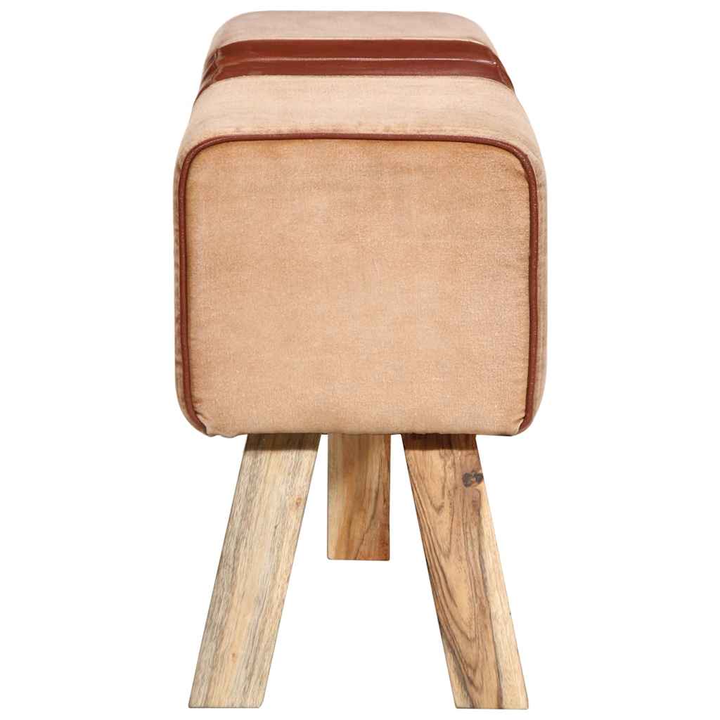 Gymnastikbuk 160 cm ægte skind og kanvas brun - number 5.