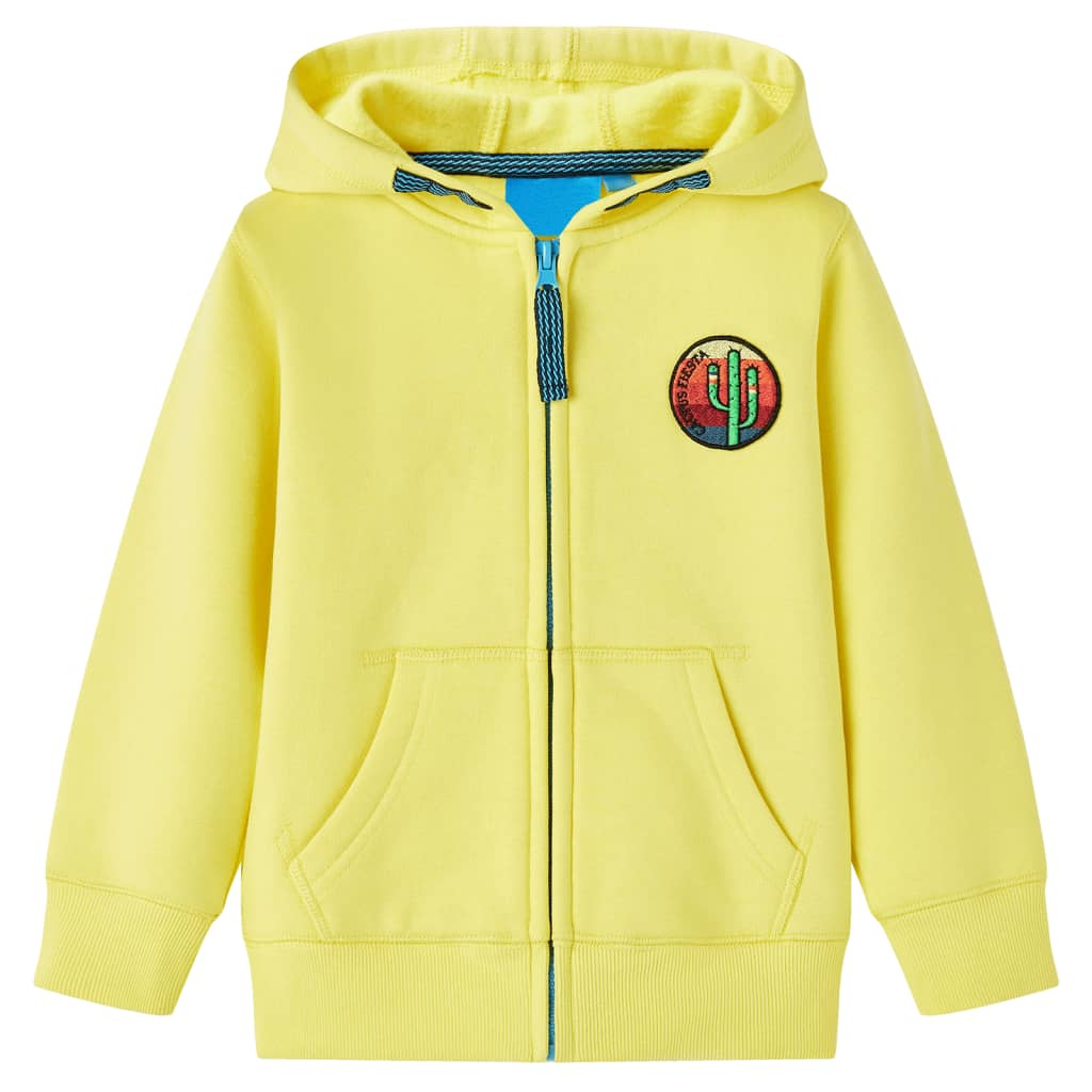 Sweat à capuche pour enfant taille 92 avec zip jaune clair - 92 (1 5-2 ans) - number 1.
