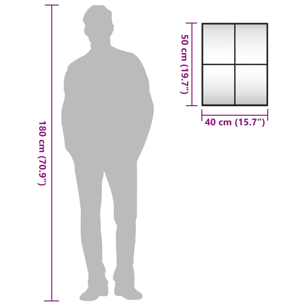 Vægspejl rektangulært jern sort - 40 x 50 cm, 1 - number 9.