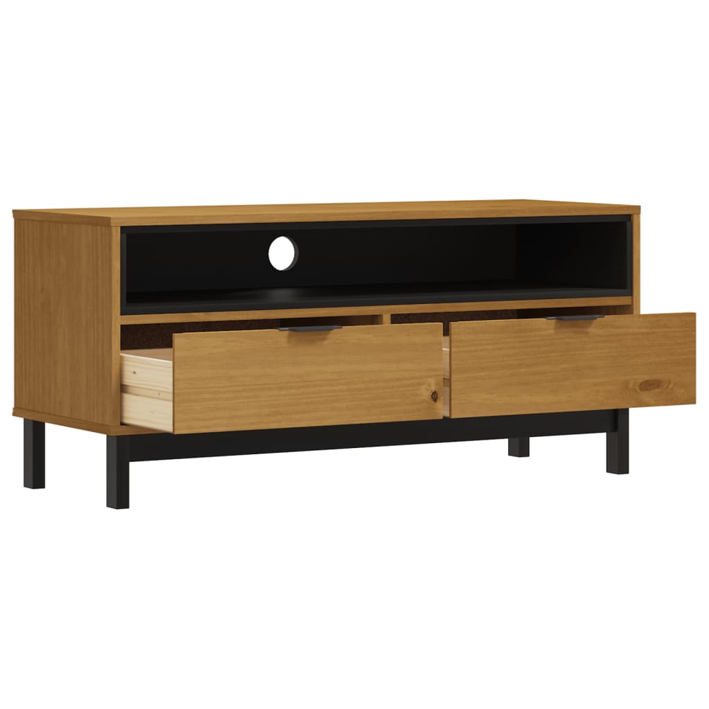 Tv table flam 110x40x50 cm solid pine - solid pine with an oak-colored plastic, 110 x 40 x 50 cm (w x d x h) - number 4.