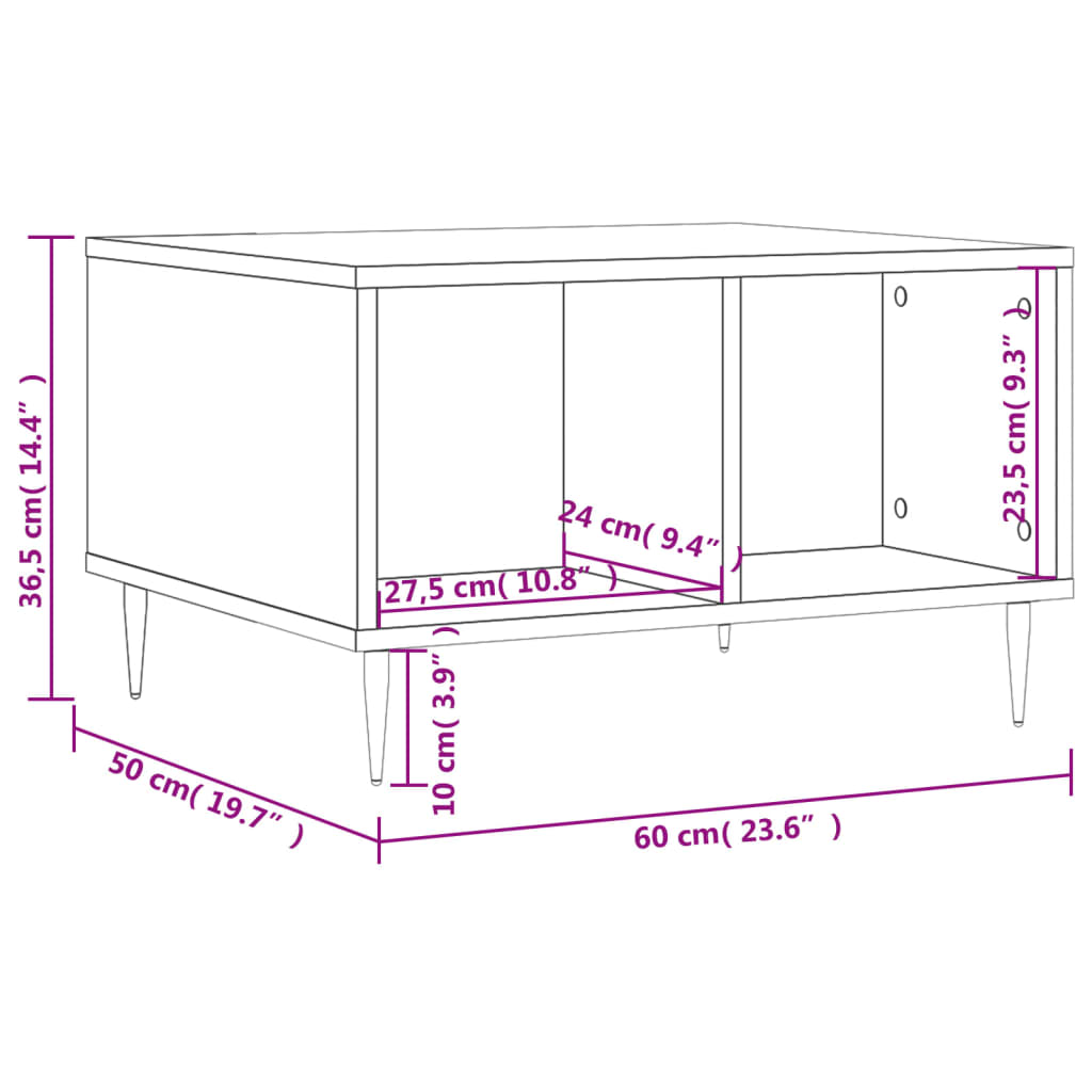 Tavolino 60x50x36,5 cm legno ingegnerizzato - bianco, 1 - number 9.