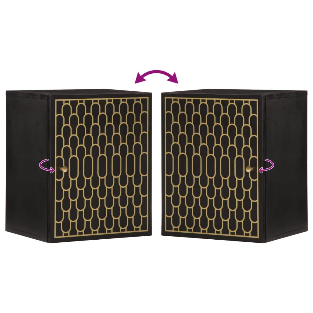 Badeværelsesskab 38x33x48 cm massivt mangotræ - sort, 1 - number 6.