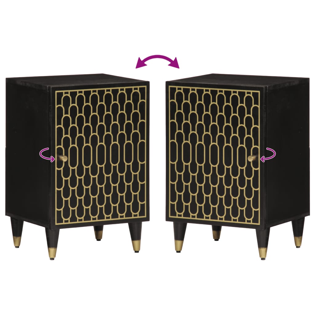 Badeværelsesskab 38x33x58 cm massivt mangotræ - sort, 1 - number 6.