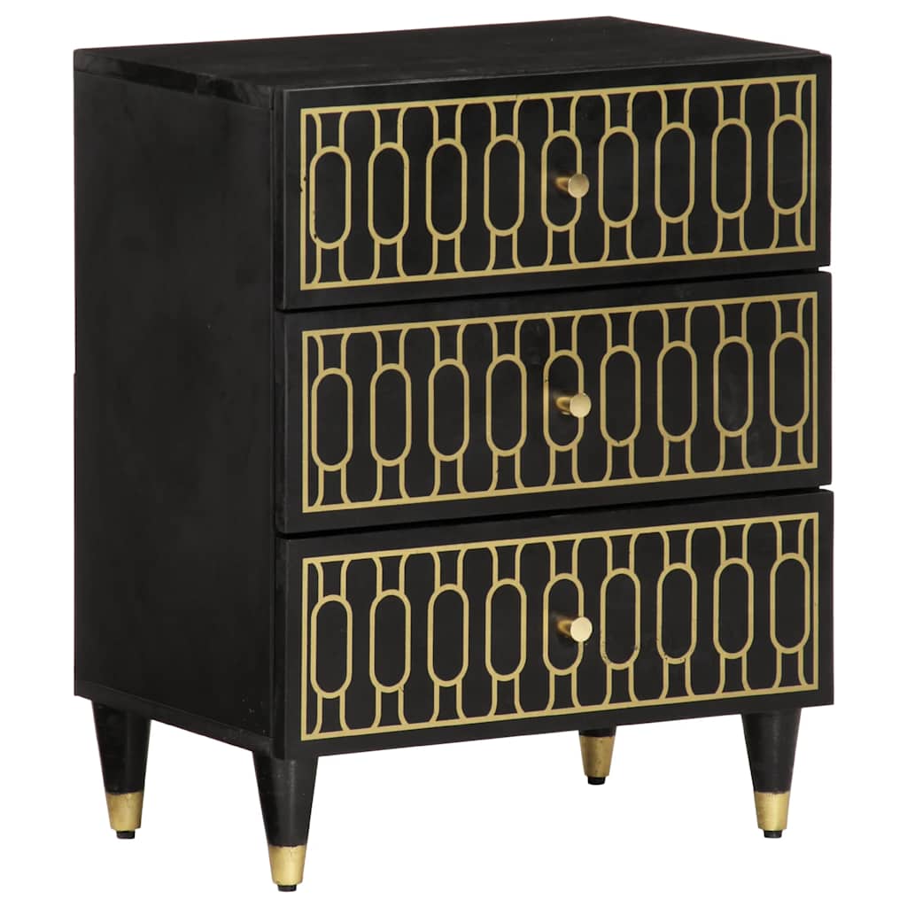 Sengebord 50x33x60 cm massivt mangotræ - sort, 1 - number 1.