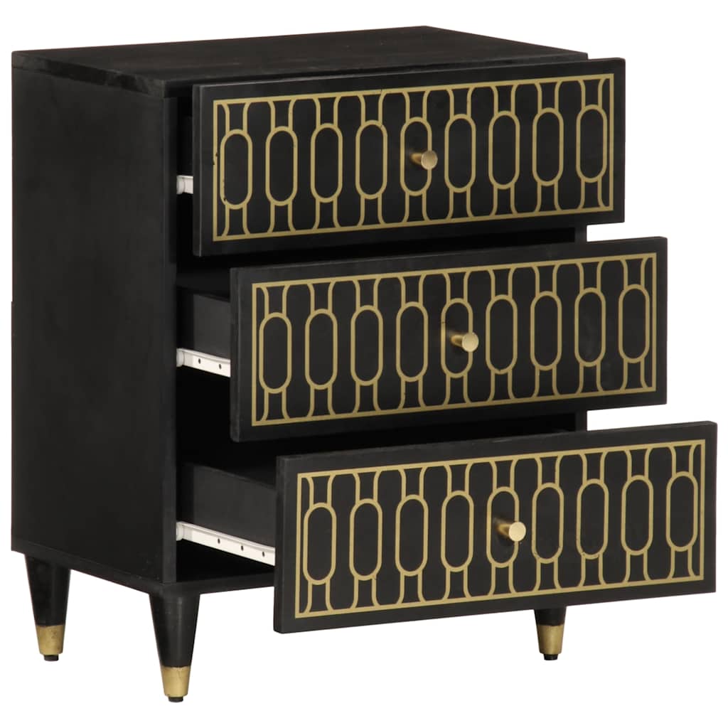 Sengebord 50x33x60 cm massivt mangotræ - sort, 1 - number 2.