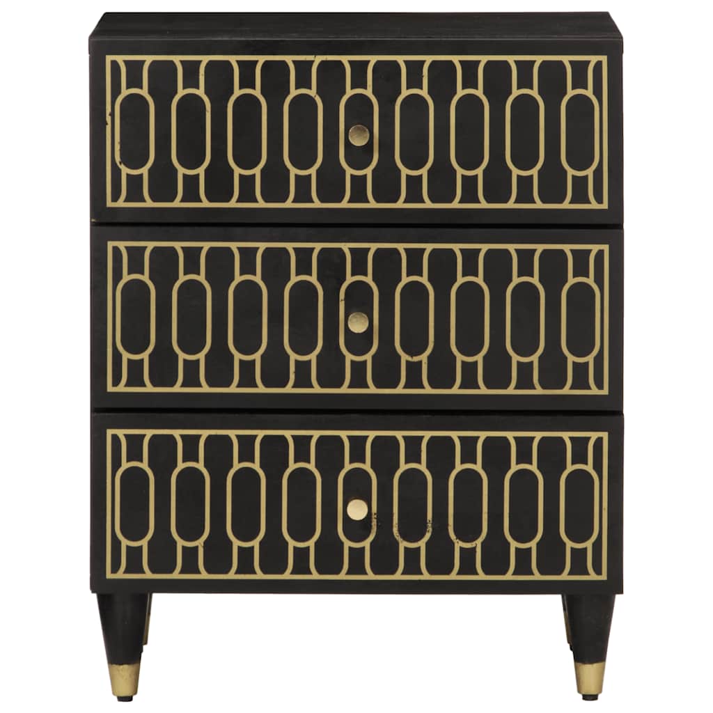 Sengebord 50x33x60 cm massivt mangotræ - sort, 1 - number 3.