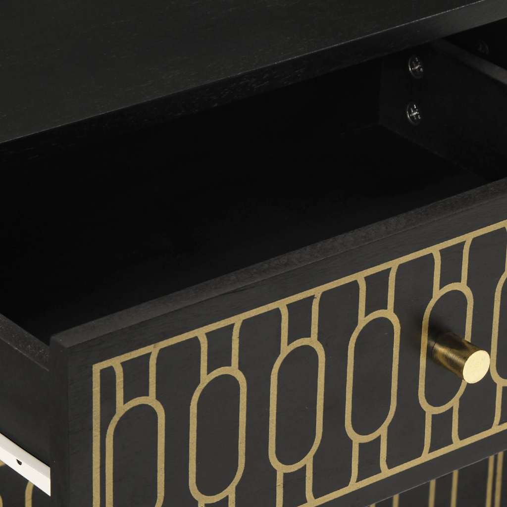 Noćni ormarić 50x33x60 cm puno mango drvo - crni, 1 - number 9.