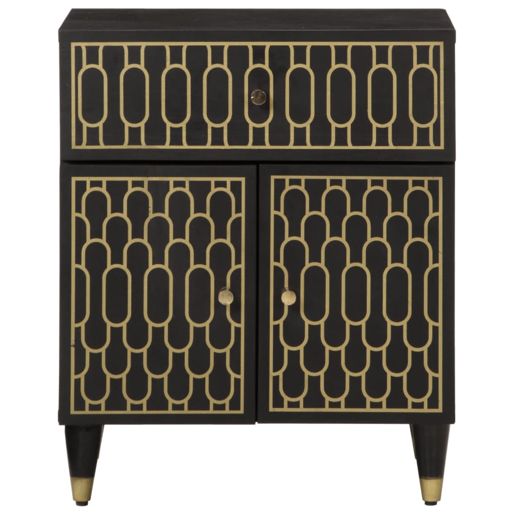 Sengebord 50x33x60 cm massivt mangotræ - sort, 1 - number 3.