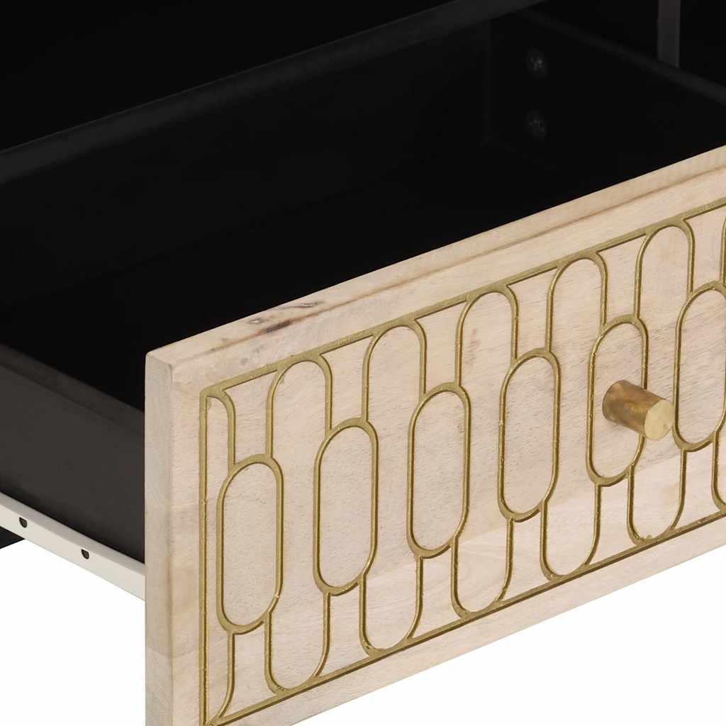 Tv-bord 80x33x46 cm massivt mangotræ - naturfarvet, 1 - number 8.