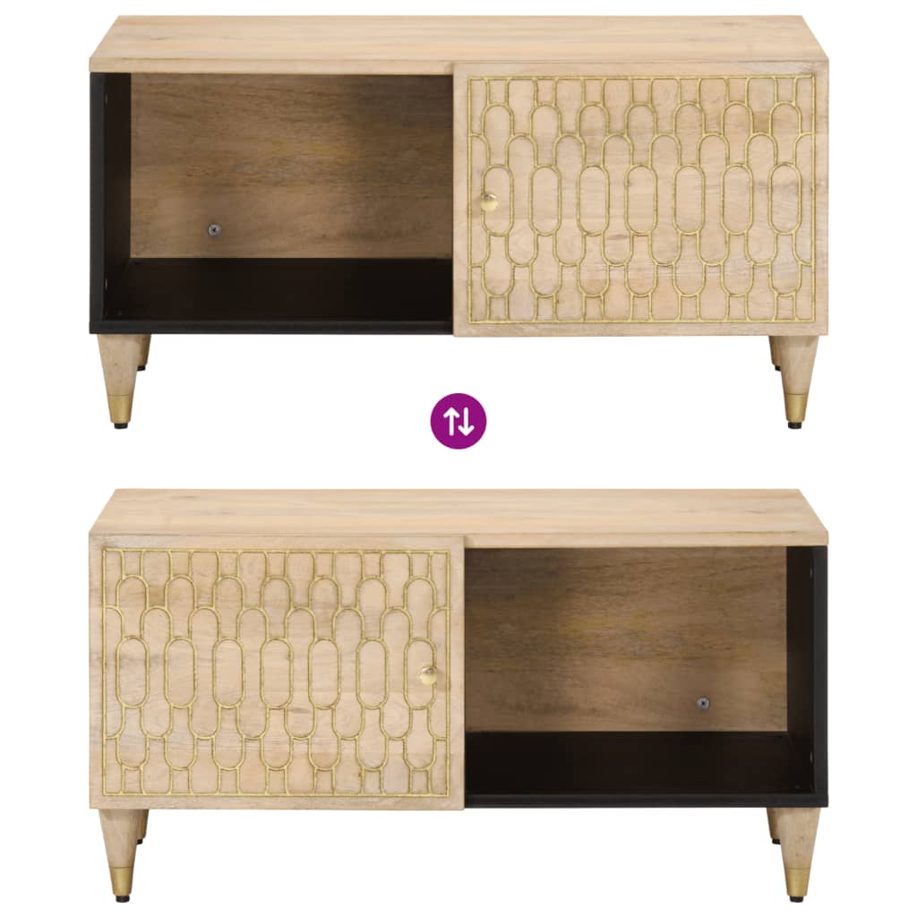 Stolik kawowy 80x50x40 cm lite drewno mango - brązowy, 1 - number 6.