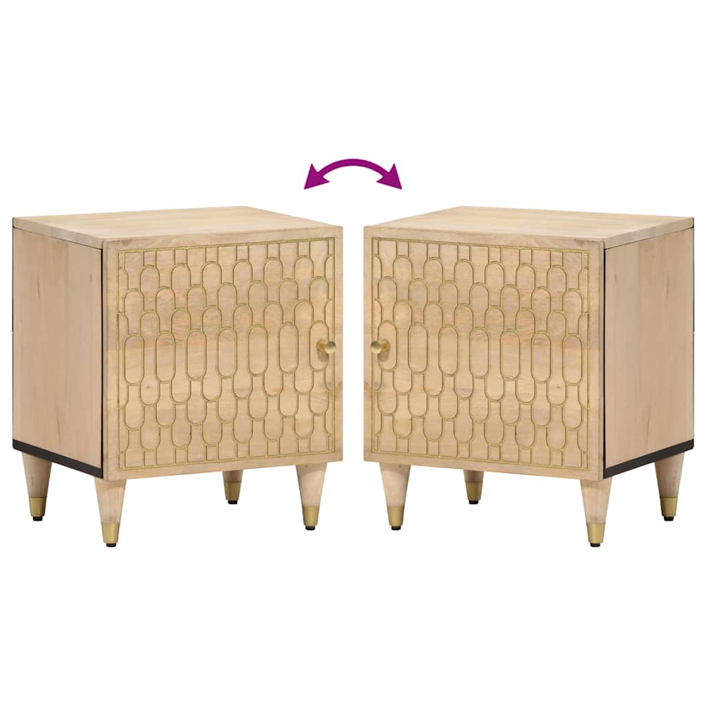 Sengeborde 2 stk. 40x33x46 cm massivt mangotræ - number 7.