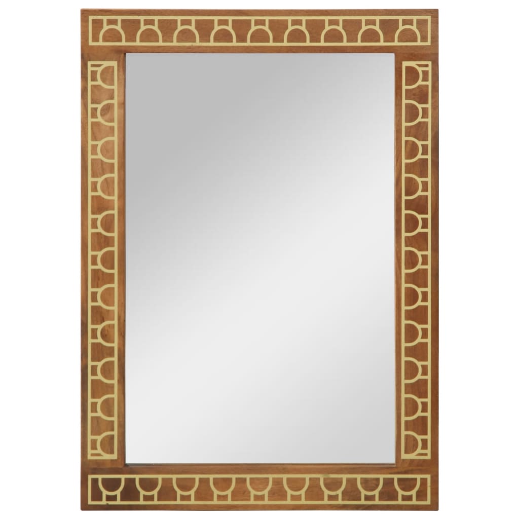 Bathroom mirror 50x70x2.5 cm solid mango wood and glass - solid mango wood with a golden brown finish glass - number 2.