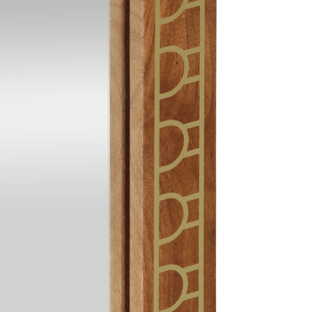 Bathroom mirror 50x70x2.5 cm solid mango wood and glass - solid mango wood with a golden brown finish glass - number 7.