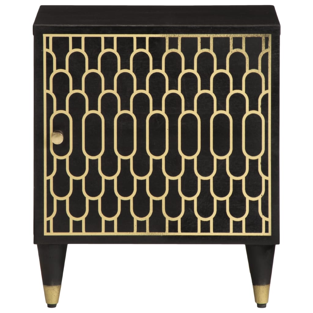 Sengebord 40x33x46 cm massivt mangotræ - sort, 1 - number 3.