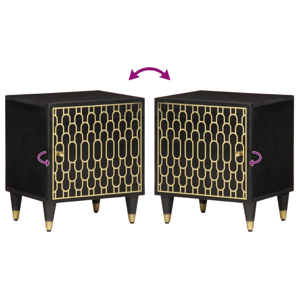 Sengebord 40x33x46 cm massivt mangotræ - sort, 1 - number 6.