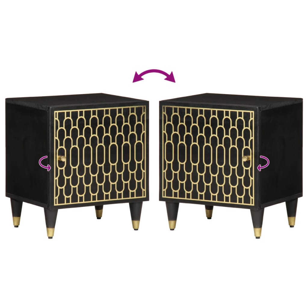 Sengeborde stk. 40x33x46 cm massivt mangotræ - sort, 2 - number 7.