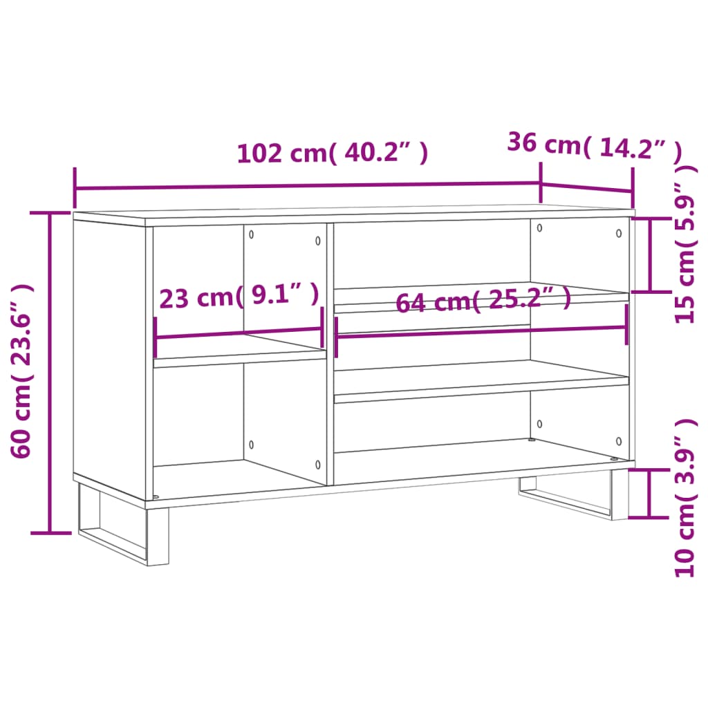 Shoe rack 102x36x60 cm engineered wood - white, 1 - number 10.