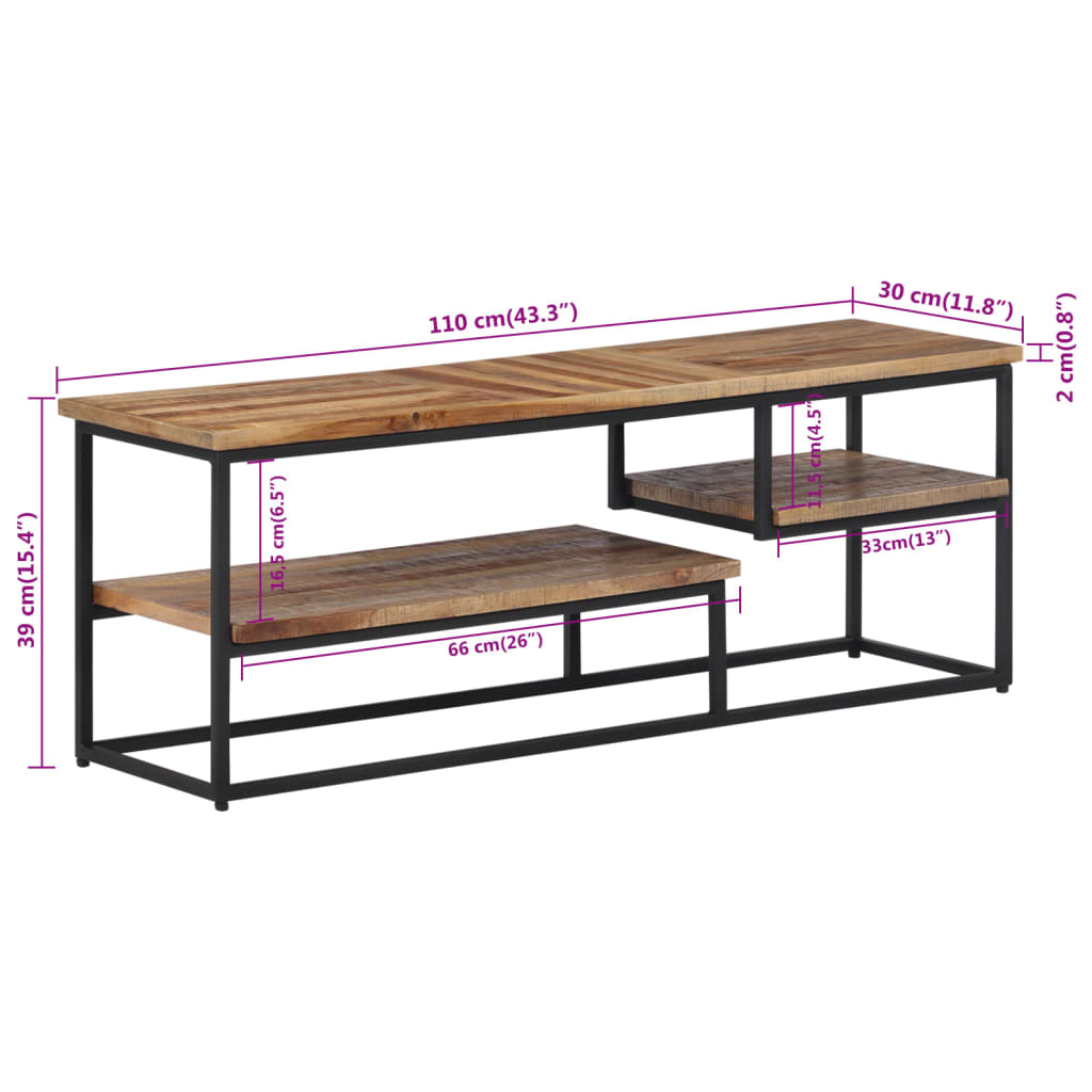 Tv-bord massivt genbrugsteak - 110 x 30 x 39 cm, 1 - number 8.