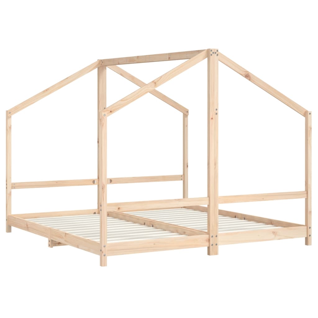 Sengeramme til juniorseng massivt fyrretræ - naturfarvet, 2 x (90 x 190) cm - number 3.