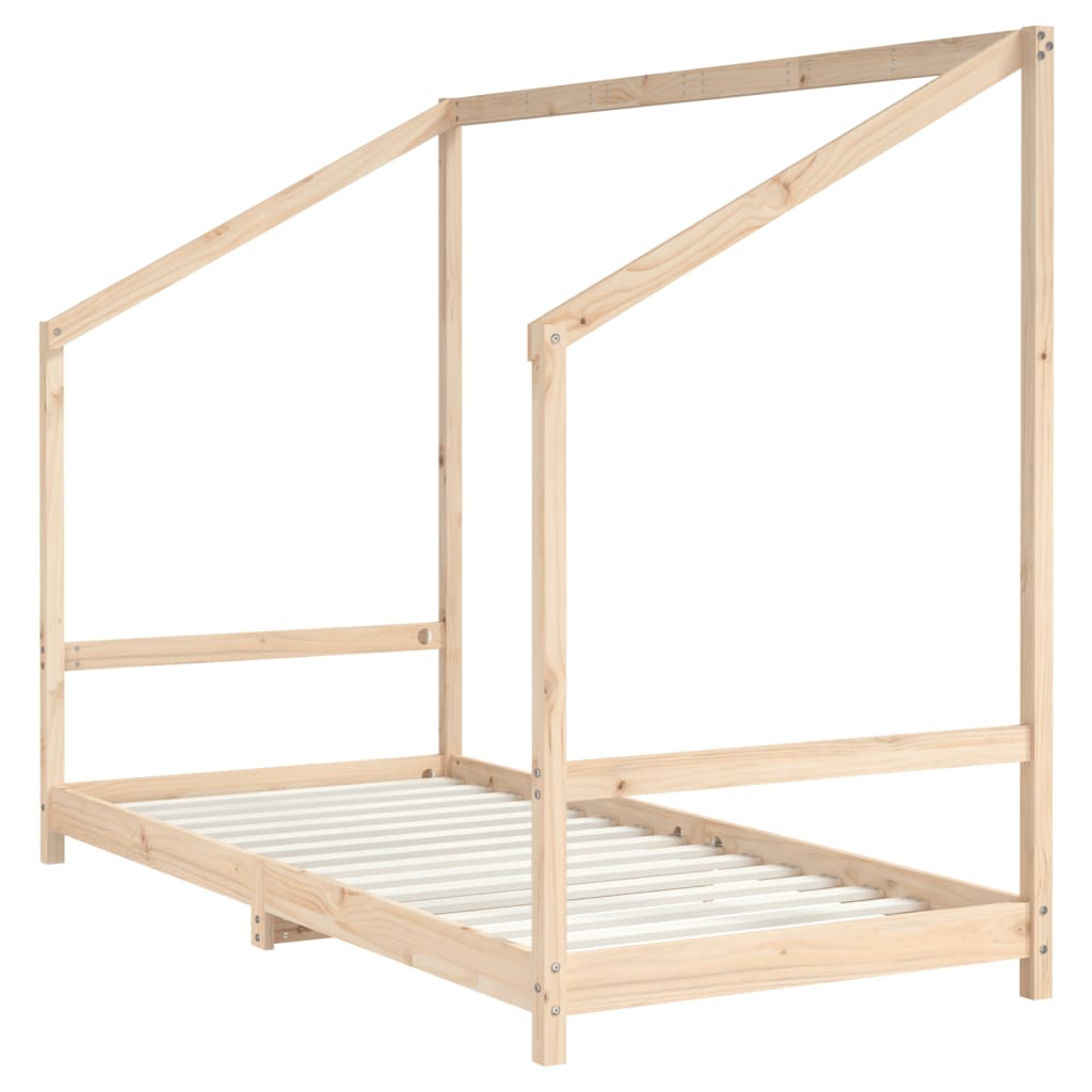 Sengeramme til juniorseng massivt fyrretræ - naturfarvet, 2 x (90 x 190) cm - number 4.