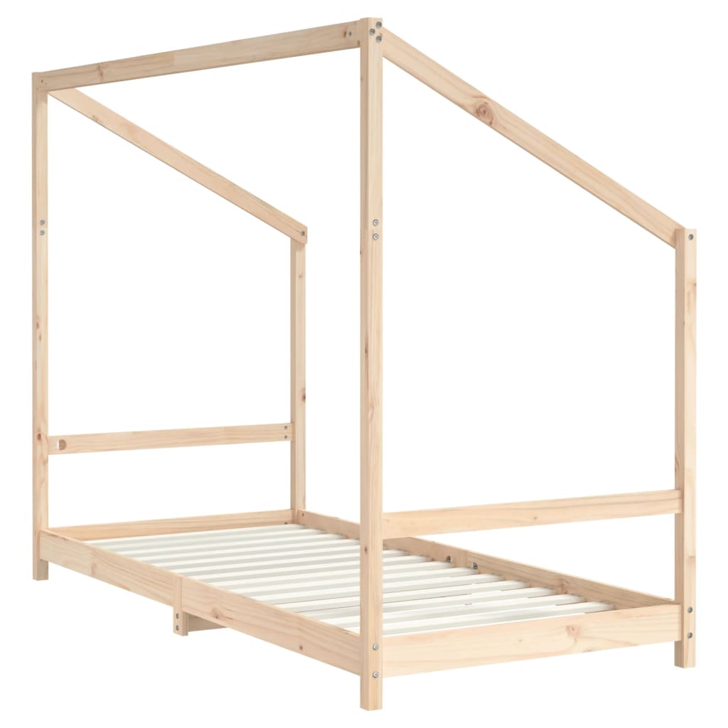 Sengeramme til juniorseng massivt fyrretræ - naturfarvet, 2 x (90 x 190) cm - number 7.