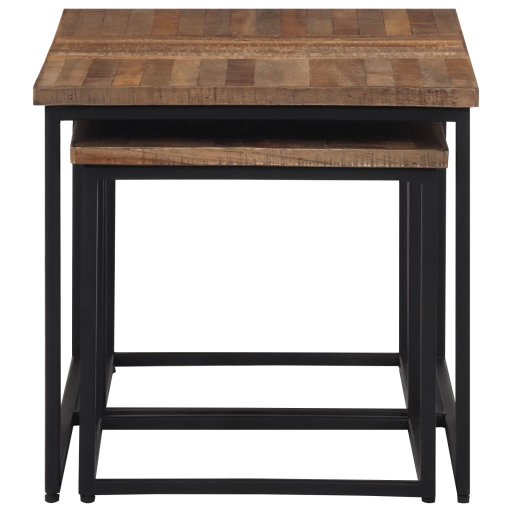 Indskudsborde 3 stk. massivt teaktræ - 76 x 45 x 42 cm (b x d x h), 38 x 38 x 37 cm (b x d x h) - number 3.