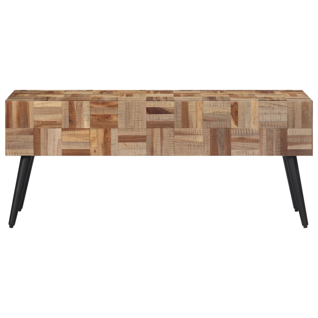 Bænk 110x35x45 cm massivt genbrugsteak - number 2.