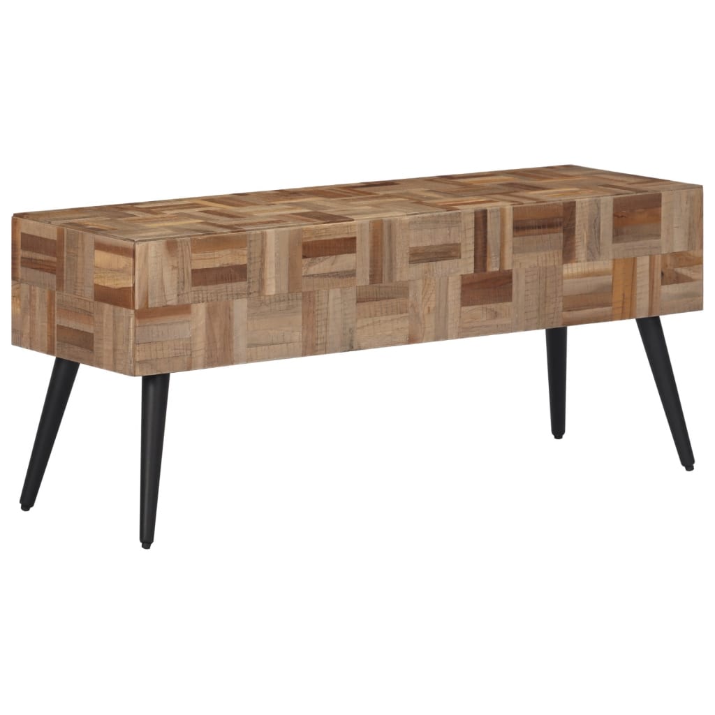 Bænk 110x35x45 cm massivt genbrugsteak - number 8.