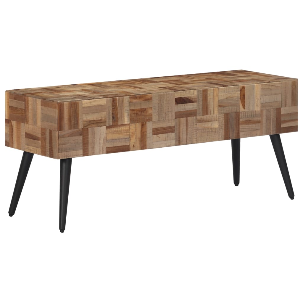 Bænk 110x35x45 cm massivt genbrugsteak - number 9.