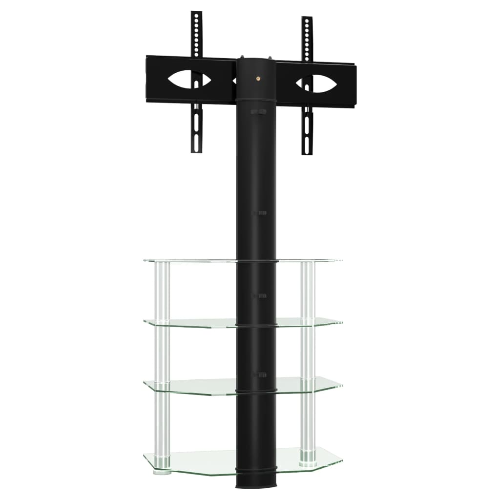Stojak pod tv narożny 4 półki 32"-70" czarny i srebrny - number 3.
