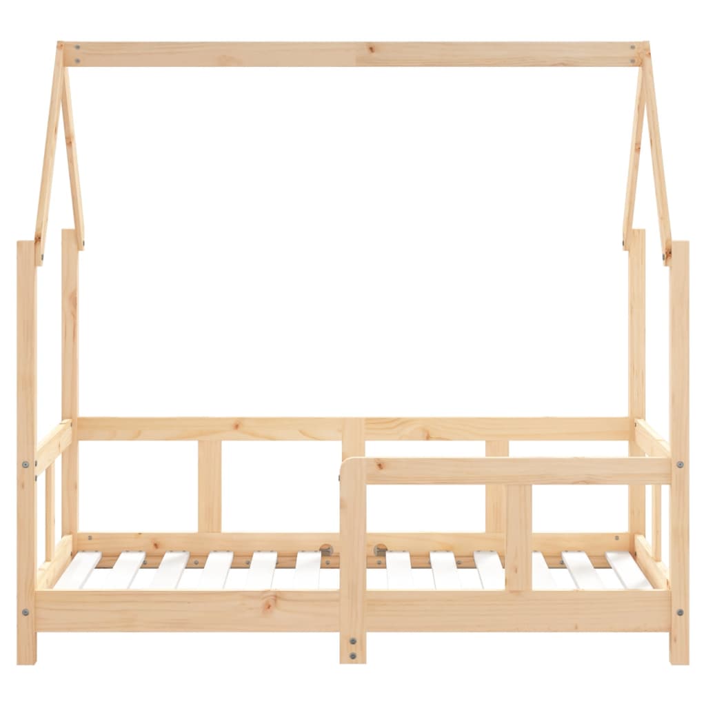 Sengeramme til juniorseng massivt fyrretræ - naturfarvet, 70 x 140 cm - number 4.