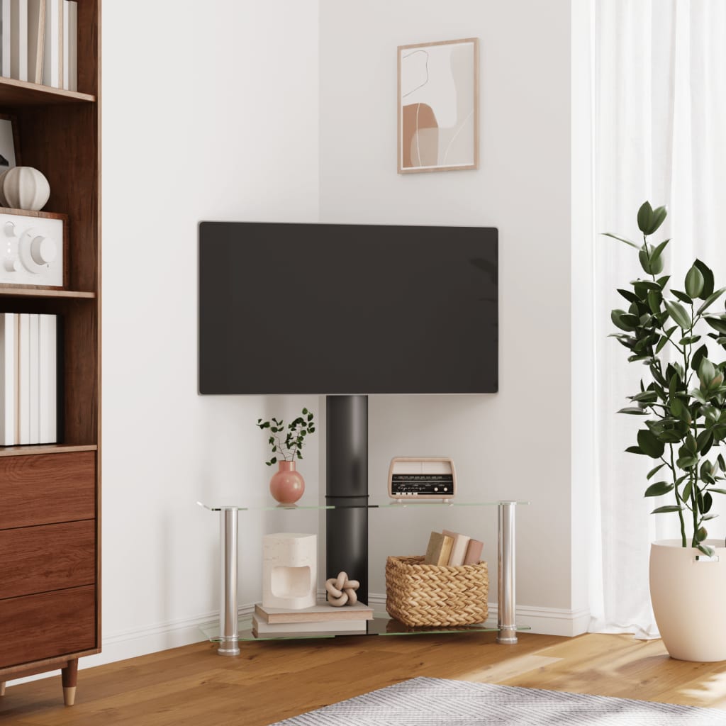 Tv stand for corner 2 półki na 32 "-70" czarno-srebrny srebrny, 1, 101 cm, 90 cm - number 1.